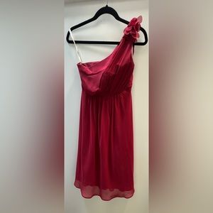 DAVID’S BRIDAL One-Shoulder Burgundy Dress